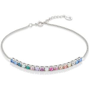 Sterling Silver Plated Rainbow Stone Ankle Bracelet